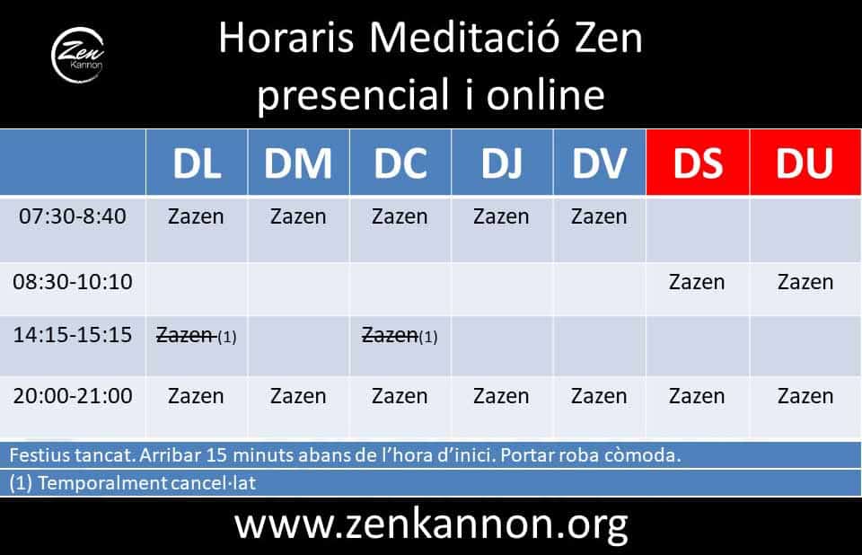 Dojo Zen | Budismo Zen en Barcelona | Horarios de Meditación y Calendario Dojo Zen | Budismo Zen en Barcelona | Horarios de Meditación y Calendario