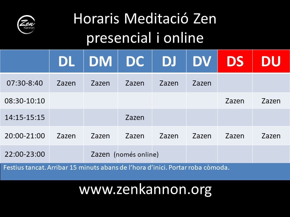 Dojo Zen | Budismo Zen en Barcelona | Horarios de Meditación y Calendario Dojo Zen | Budismo Zen en Barcelona | Horarios de Meditación y Calendario
