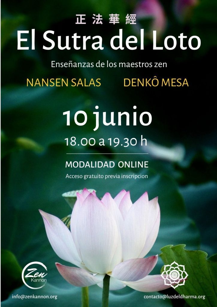 Dojo Zen | Budismo Zen en Barcelona | 2023/06/10 Enseñanzas online: El Sutra del loto. Sábado 10 junio